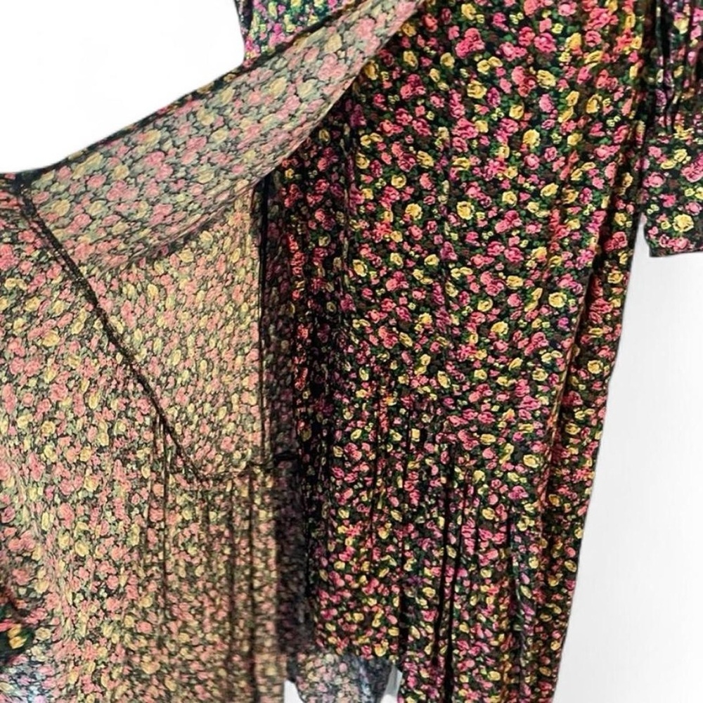 Floral Long Sleeve Maxi Dress in Black and Pink - Picture 4 of 12